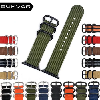 

BUMVOR New Colorful Nylon Bracelet Watch For Apple Watch 40mm/44mm 42mm/38mm Fabric Ribbon iwatch Series 5/4/3/2/1 Wrist Strap