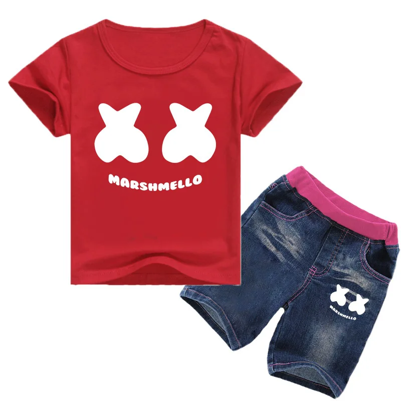 

Z&Y 2-16 DJ Marshmello Tshirt+jeans 2pcs Sets Baby Boy Clothes Summer Toddler Girl Clothing Suit Kids Casual Boutique Outfits