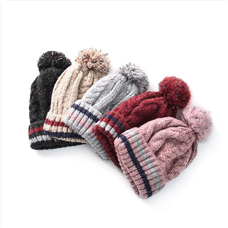 Зимняя и весенняя шапка Skullies& Beanies, плотная теплая шерстяная хлопковая шапка, модная Повседневная Новинка, однотонная акриловая шапка для женщин