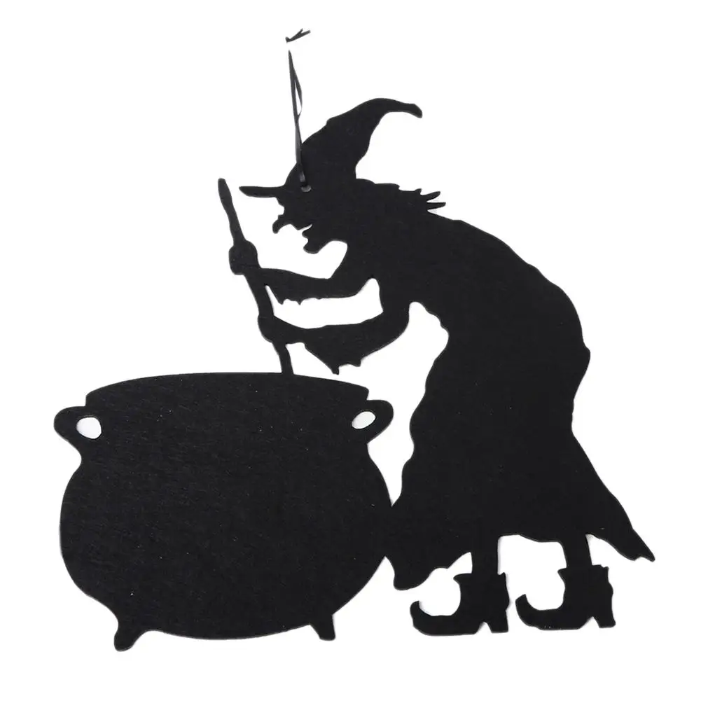 

Folding Halloween Door Pendant Non-woven Fabric Witch Ghost Skull Haunted House Shape Wall Hanging Home Office Party Decoration