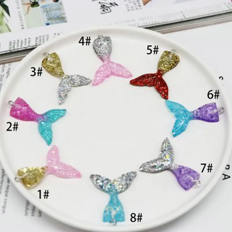 

making earringsMermaid charm Resin decoration mermaid charms sequins fish tail diy glue drops apply to Hair accessories handmade