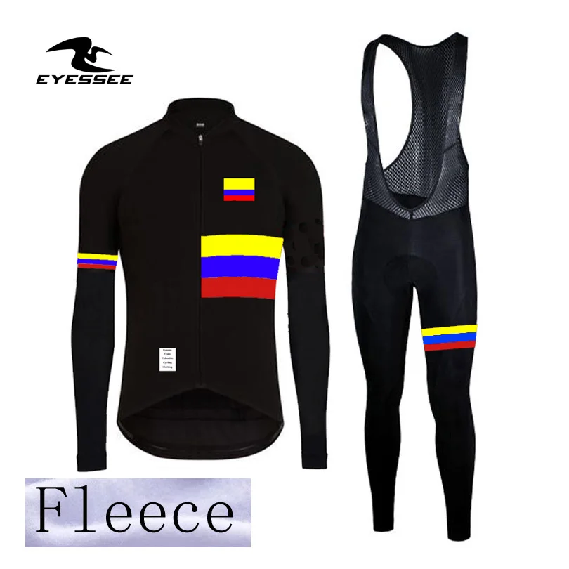 

Winter Thermal Fleece Men's Eyessee Team Colombia cycling clothing 2019 Pro outdoor warm long-sleeved bicycle Jersey suit