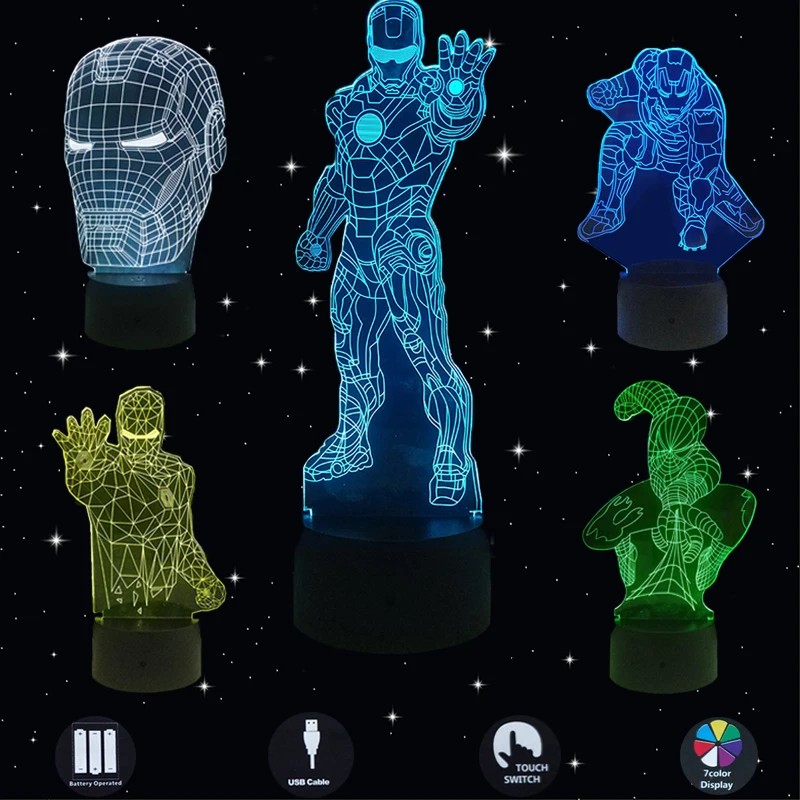 

Hero LED 3D Night Lights Stars Wars Creative Desk Lamp Table Touch Usb Charget Home Lighting Bulbing 7 Color Change Luminaria