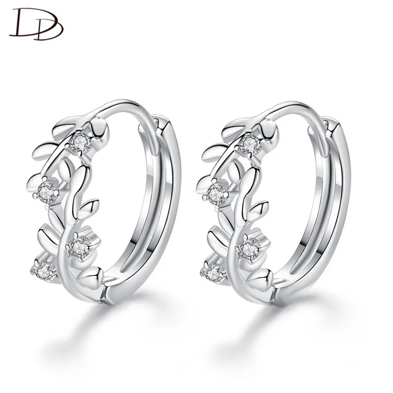 

DODO Chic Fashion AAA Cubic Zircon Olive Branch Hoop Earrings Bright Silvery Jewelry For Women Exquisite Ear Brincos Gifts E277