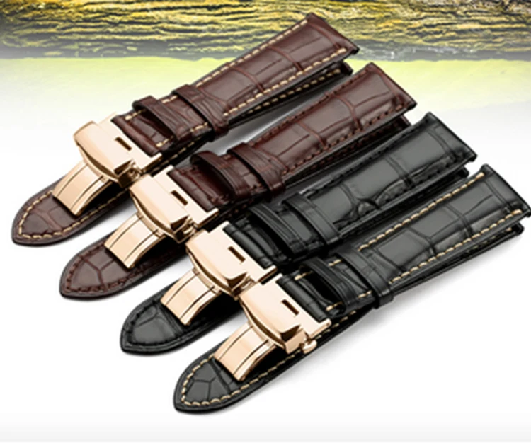18mm 19mm 20mm 21mm 22mm New High Quality Alligator Crocodile Leather Watch Bands strap bracelet Black