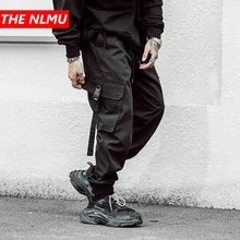 Мужские штаны-шаровары с несколькими карманами, мужские уличные панковские брюки-карго в стиле хип-хоп, повседневные брюки для бега, мужские черные брюки WG02