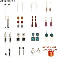 Новинка, 20 стилей, Простые Ретро Геометрические металлические круглые серьги с квадратной кисточкой, Длинные ювелирные аксессуары