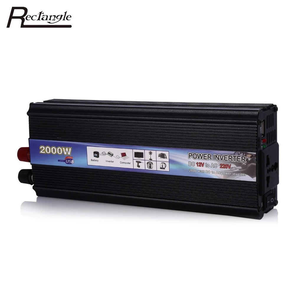 Car Vehicle Power Inverter 2000W USB Adapter Converter DC 12V to AC