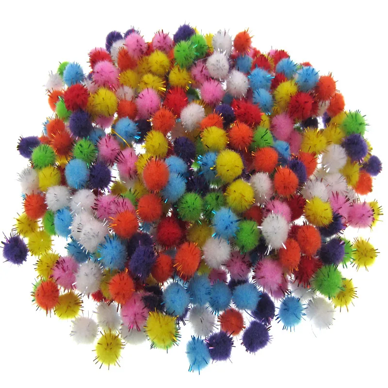 500pcs 10mm Mixed Glitter pompoms soft pom poms balls Arts Toys DIY Craft Supplies Sewing Fabric pompoms wedding Home Decoration