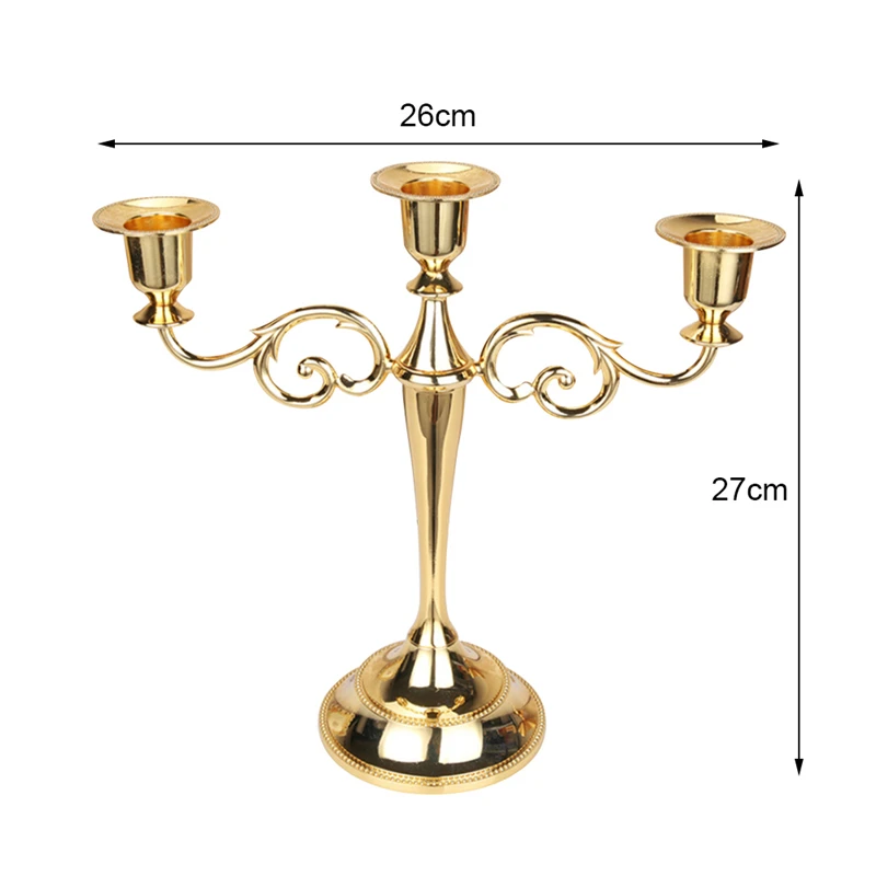 3/5-Arms металлические подсвечники свадебное украшение подсвечник Подставка для свадьбы домашний декор канделябры серебро/золото/бронза/черный - Цвет: Gold-3arms