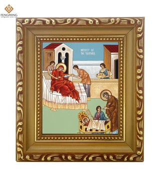 

Wholesale Photo frame Russian Church supplies nativity of the theotokos wood craft Christian image Byzantine art religious icon