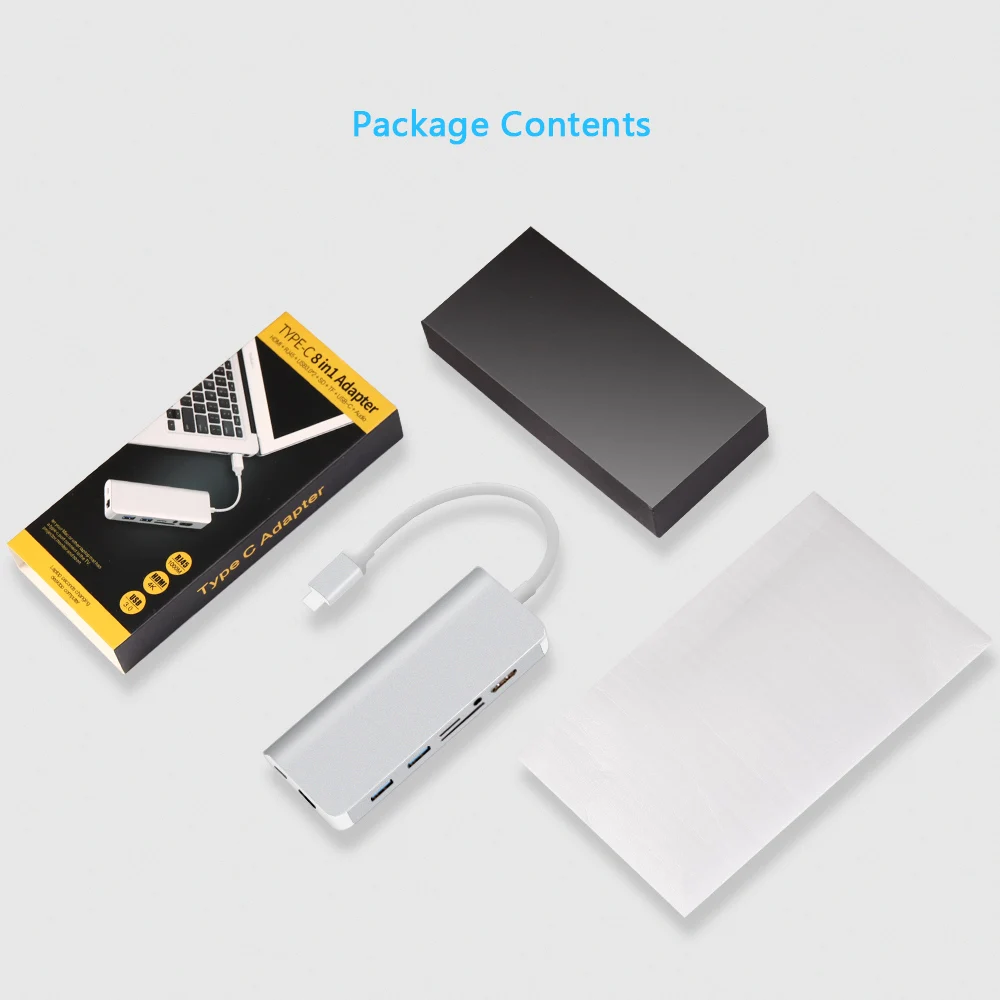 USB C концентратора USB-C к HDMI RJ45 3,5 мм аудио USB 3,0 зарядка PD Порты и разъёмы адаптер для MacBook Air Pro huawei Коврики 20 Тип C концентратора