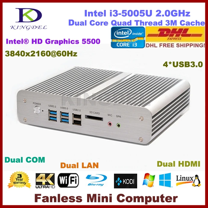 Intel i3 5th Gen. CPU Intel NUC PC, Fanless Mini ITX ...