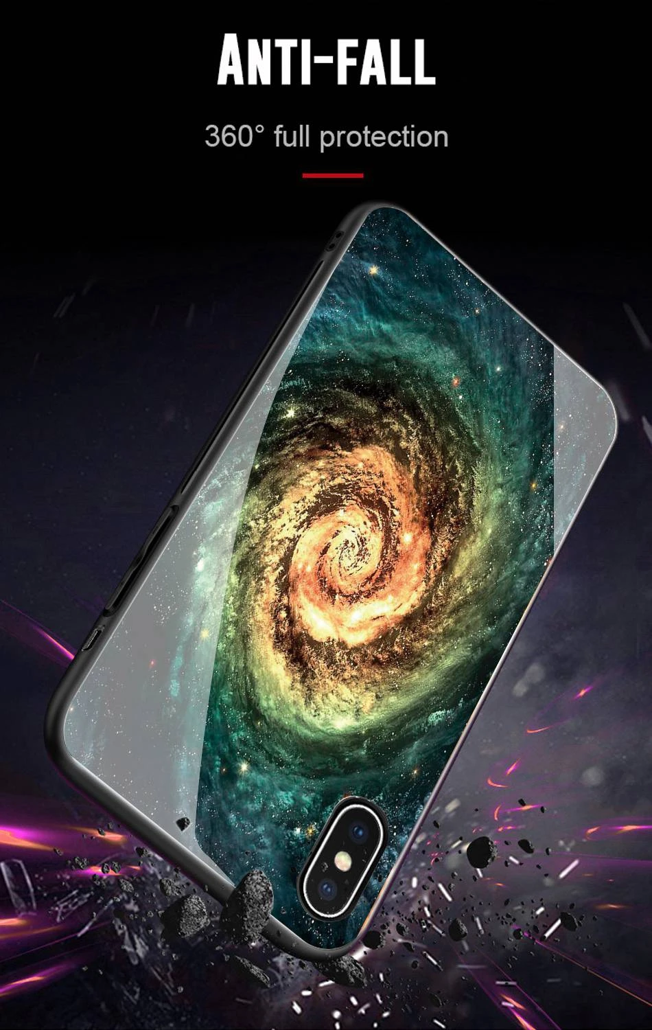 Luxury tempered glass case for iPhone XS Max silicone space patterned phone cover for iPhone XS XR X 8 7 6 6s plus fitted coque  (11)