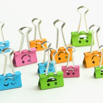 

40 Pcs 19mm Cute Kawaii Small Colorful Face Design Clips Purse Dovetail Paper Clip Metal Binder School Office Supplies 02619
