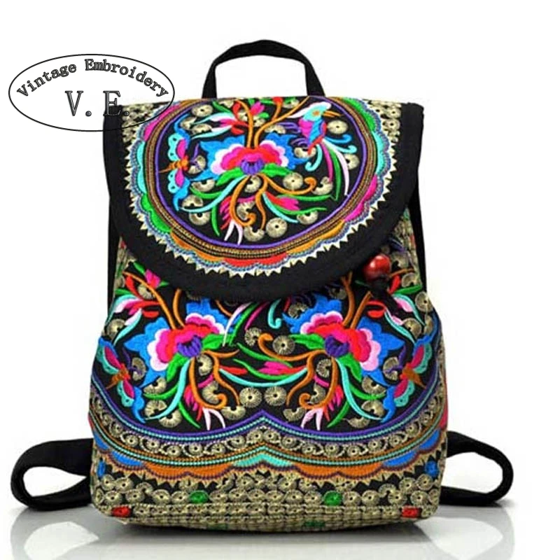 Vintage Embroidery Womens Ethnic Canvas font b Drawstring b font Shoulder font b Bag b font