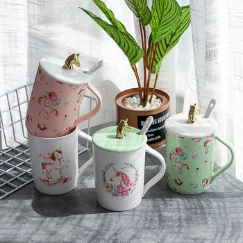 

Gold Unicorn Ceramic Cup Korean Men And Women lovers Cup Office Coffee Cup Mug
