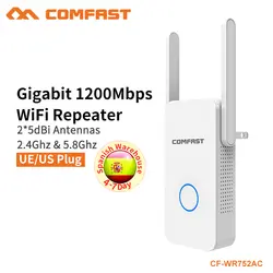 COMFAST 1200 Мбит/с Wi-Fi удлинитель Ретранслятор Мини Wi-Fi маршрутизатор 5 ГГц 867 Мбит/с + 2,4 ГГц 300 Мбит/с точка доступа ЕС США штекер CF-WR752AC-V2