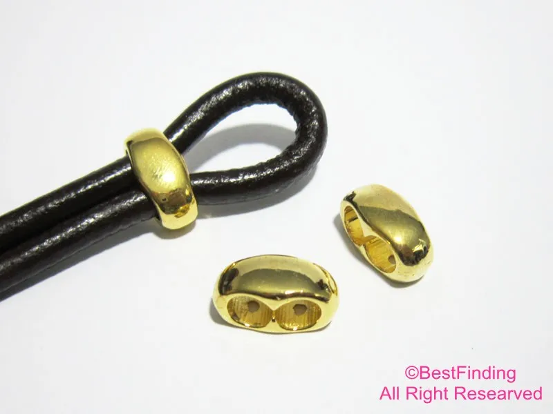 

5mm Double barrel sliders Gold color Open hook stopper slider