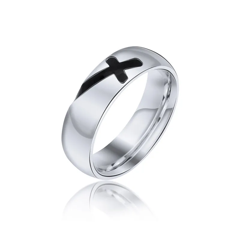 Punk Cross Rings For Women Men Anel Christian Jewelry Titanium Steel Ring Simple Couple Size 7-12 Drop shipping anillos | Украшения и