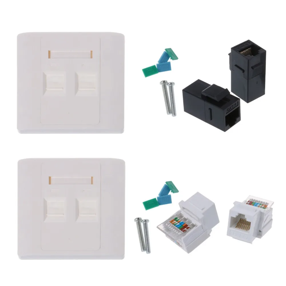 

Deek-Robot 2 Ports RJ45 Network Wall Plate With Female to Female Connector