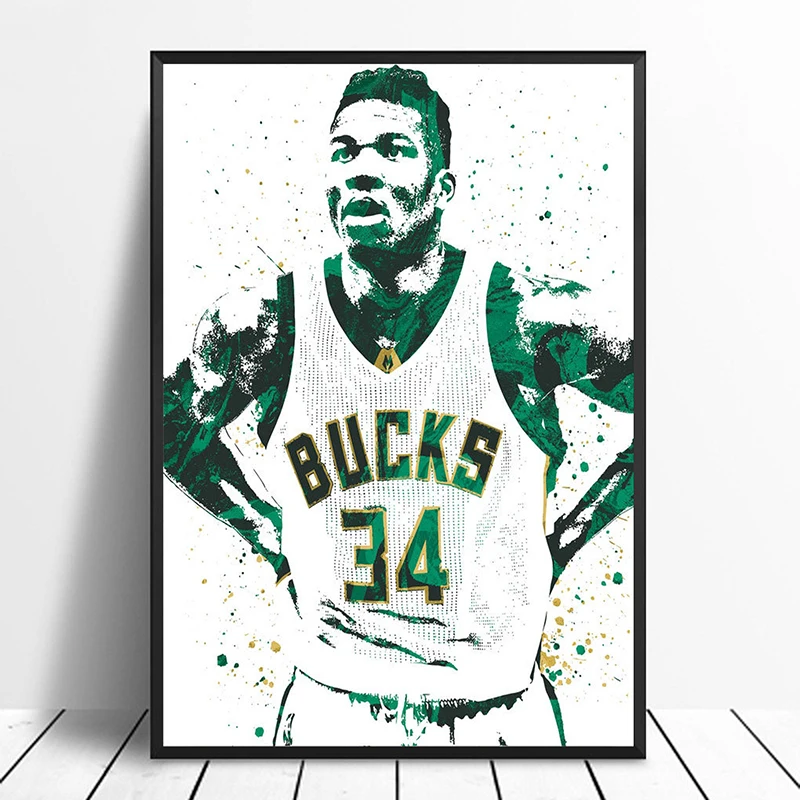 جيانيس Antetokounmpo كرة السلة ستار الرياضة قماش ملصق جدار الفن طباعة الاطفال ديكور رجل الكهف ديكور المنزل قماش كتاني للحائط اللوحة