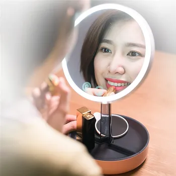 

Creative Mirror Night Table LED Lamp Multi-function Makeup Mirror Lamp Desktop Bedroom Reading Light White Lamparas 40MR11