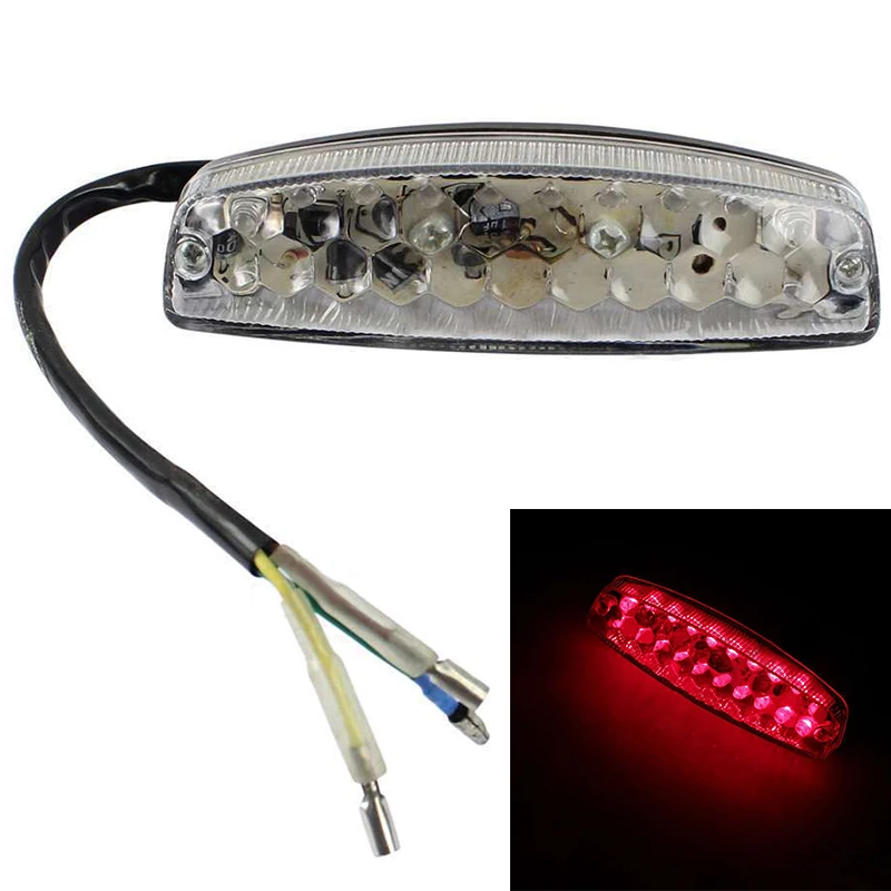 1pcs Universal 12V Motorcycle ATV Dirt Bike LED Tail Stop Brake Running Light Clear