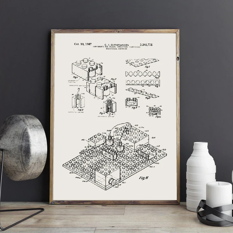 Building Blocks Patent Prints Poster Kids Room Decoration