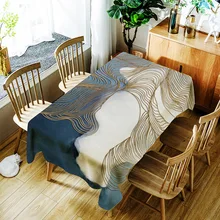 Fashion Striped Tablecloth Creative Colorful Pattern Polyester Comfortable Waterproof Table Cloth Cover for Home colorful balloons print waterproof table cloth