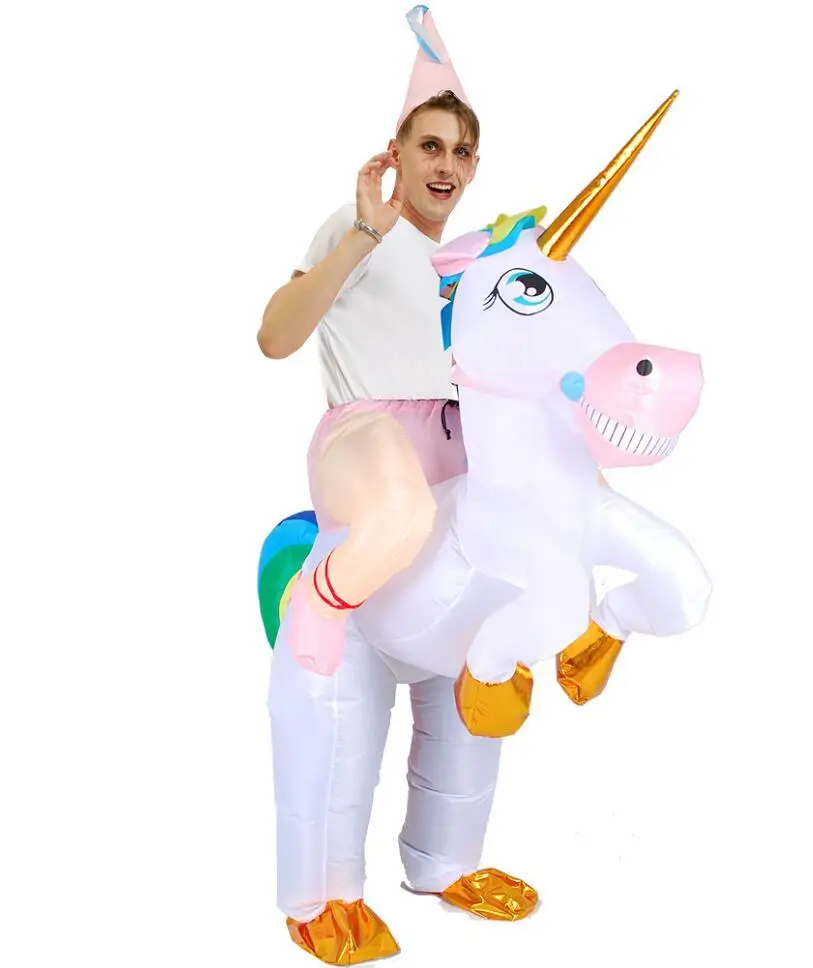 Unicorn надувной костюм унисекс взрослый верховая езда лошадь Хэллоуин косплей