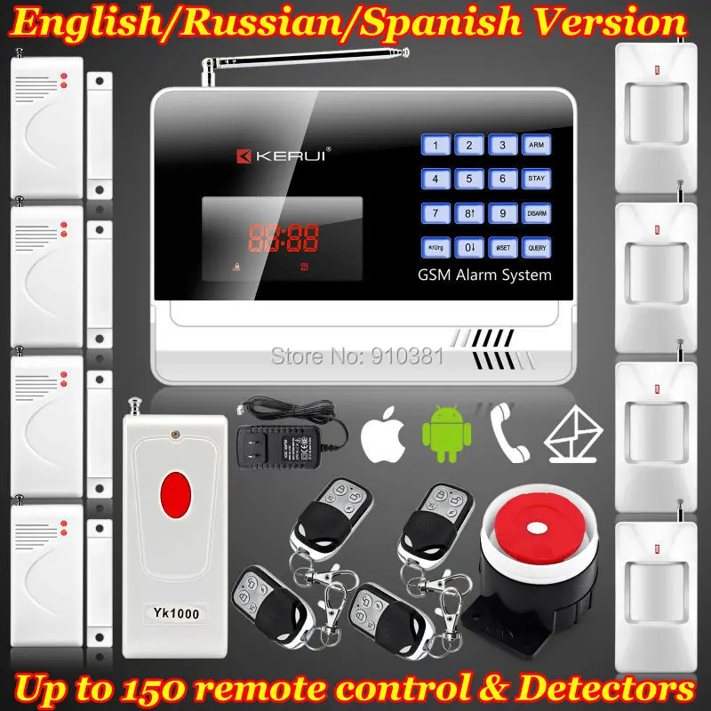 

IOS/Android APP Wired Wireless LCD Home Security GSM Alarm Russian/English/Spanish Voice Auto dialer Emergency Panic Button
