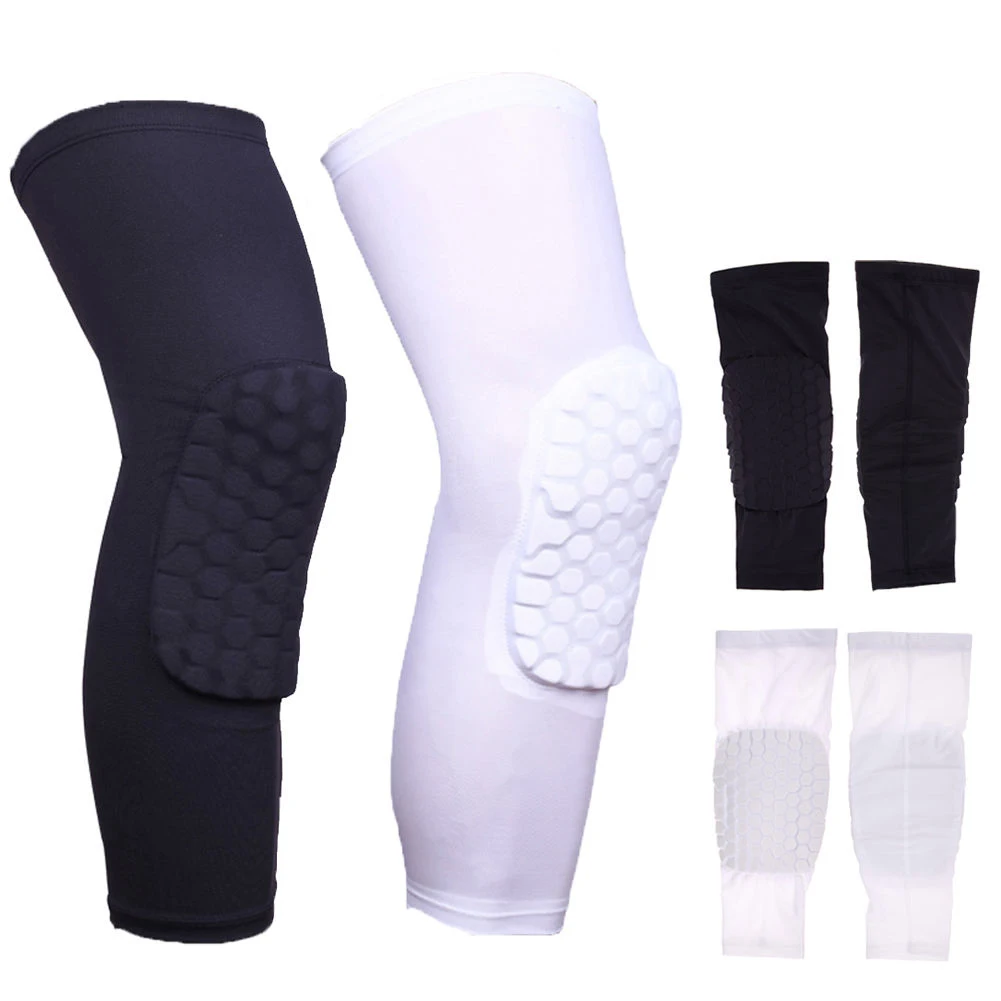 Sports Long Leg Knee Support Brace Wrap Protector Knee Pad Crashproof Antislip Basketball Leg