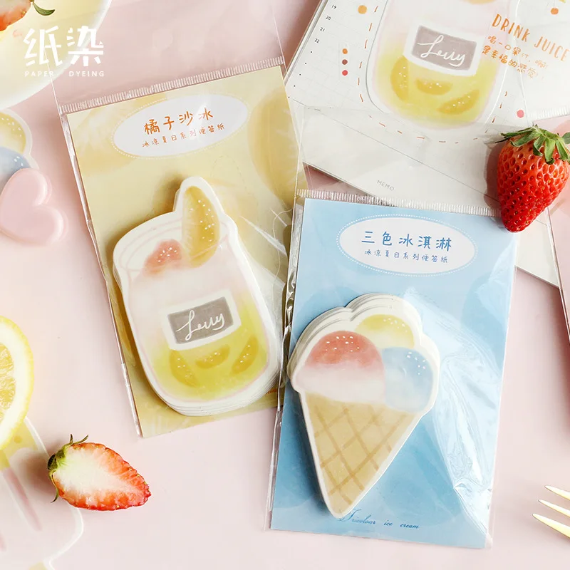 

20 Sets Memo Pads Sticky Notes Ice summer series Paper notepad Daliy Scrapbooking Stickers Office School stationery Bookmark