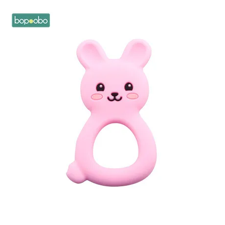 Pink bunny Bopoobo 1 шт. детский Прорезыватель без БФА, силиконовый кролик пищевой жевательный ожерелье-прорезыватель аксессуары для новорожденных - Цвет: Pink bunny