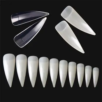 

500pcs Clear Natural White Full Cover Eagle Claw Shape Fake Nail Stiletto Acrylic UV Gel False Nails Art Tips Manicure
