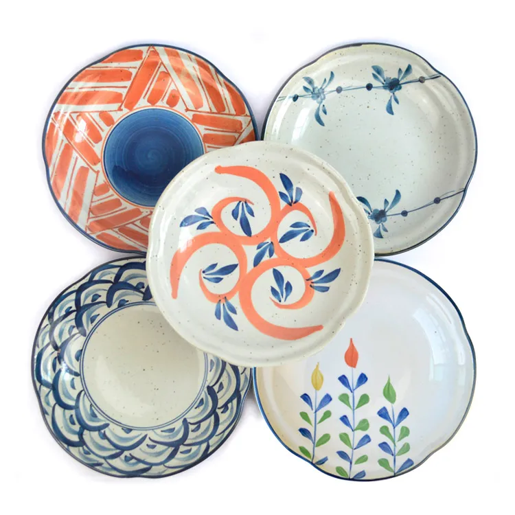 1 PC Japanese Ceramic Plate Hand painted Pastoral Dish Porcelain Tableware Newin Dishes