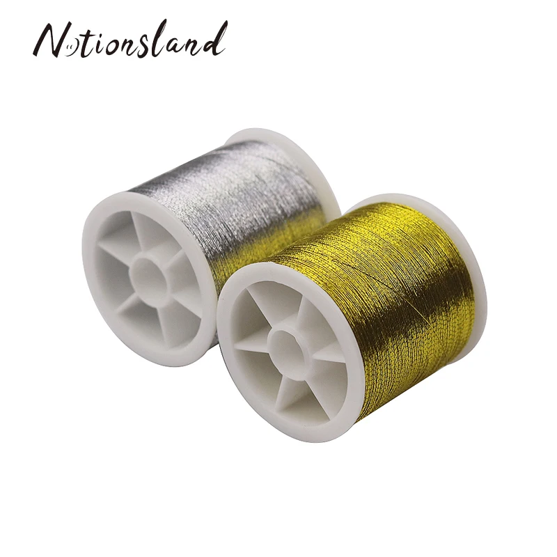 

100m Gold/Silver Metalic Thread Durable Overlocking Sewing Machine Threads Cross Stitch Strong Threads for Sewing Supplies