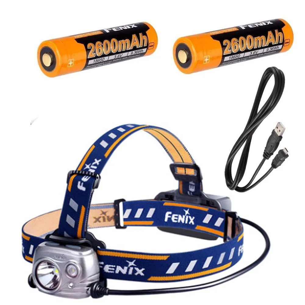 Fenix HP25R 1000 Люмен USB зарядка прожектор светодиодный налобный фонарь с 2x2600 мАч 18650