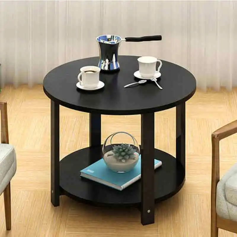 Small coffee table simple sofa side corner table double layers cabinet modern balcony desk home cafe furniture