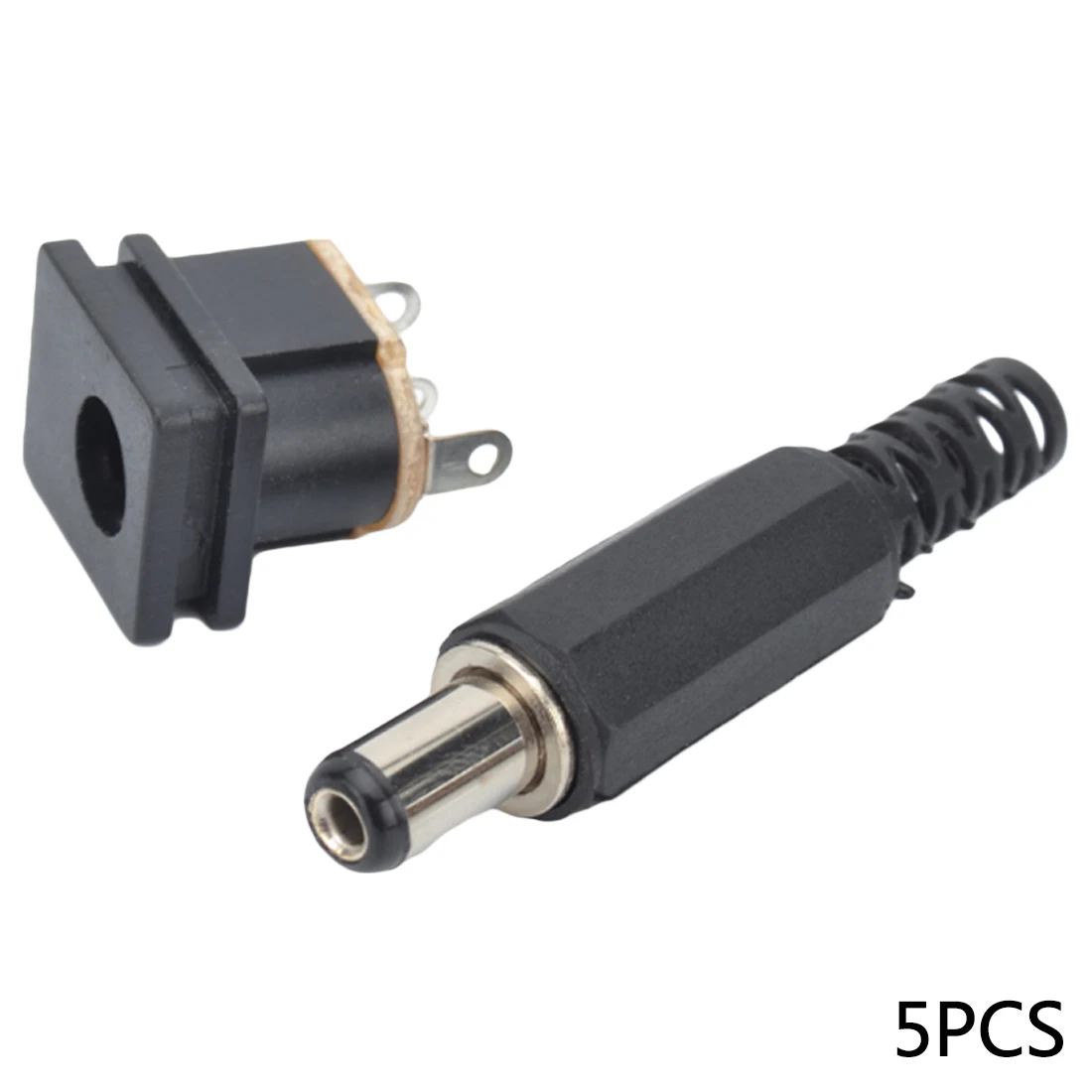 

5 pairs 2.1mm x 5.5mm Male Plug + Female Socket Panel Mount Jack DC Connector Adapter