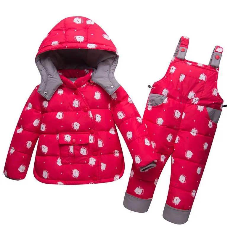 2018 new Kid Baby girl boy clothing hooded jacket coat parkas overalls set winter down clothes children snow suit for baby girl