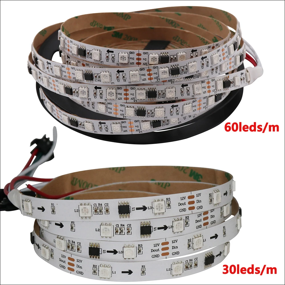 DC12V WS2811 Led RGB полосы с 133 управление 5050 SMD адресуемый 30/60 светодиодов/m Пиксели внешний 1 IC control 3 светодиода 1 м 5m16. 5ft