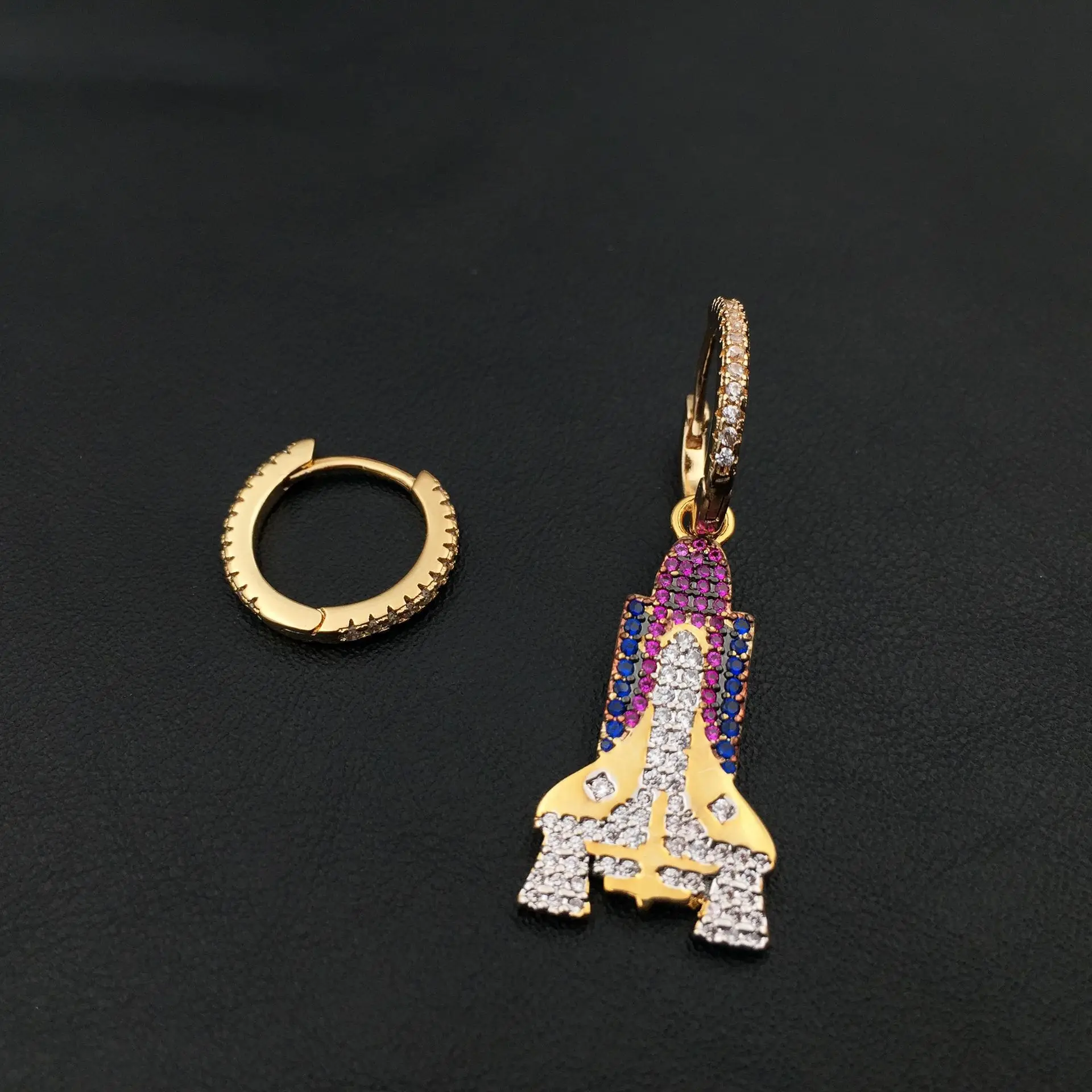 

Hyperbole Fashion Asymmetry PMEarrings Colorful Rocket Crystal Big Brand Design Earring Women Boucles D'Oreilles Pour Les Femmes