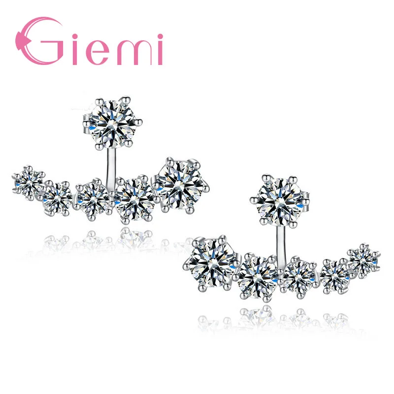 Горячая Распродажа, настоящее 925 пробы, серебряные высококачественные сверкающие Кристальные серьги-гвоздики для девушек, дамские лучшие подарки для дам