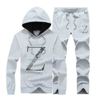 

Autumn new pullover casual suit, stylish and comfortable large size men's letter print hooded suit Gray/blue/black