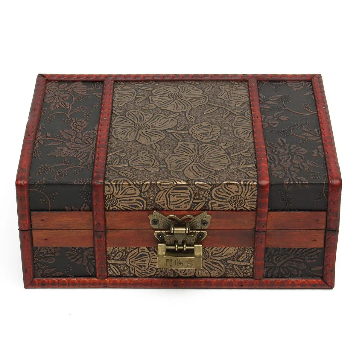 Большой декоративный брелок замок для ювелирных изделий ручной работы винтажная деревянная Подарочная коробка для хранения - Цвет: wood color