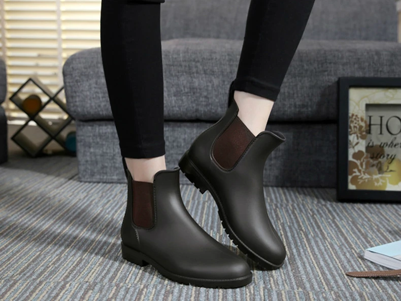 Lzzf/ осенние модные резиновые непромокаемые сапоги «Челси»; женская обувь унисекс; Повседневная водонепроницаемая обувь без застежек для лодыжки ПВХ; большие размеры