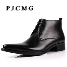 PJCMG модные классические винтажные ковбойские Полусапоги с острым носком; Повседневные Мужские модельные ботинки из натуральной кожи коричневого/черного цвета