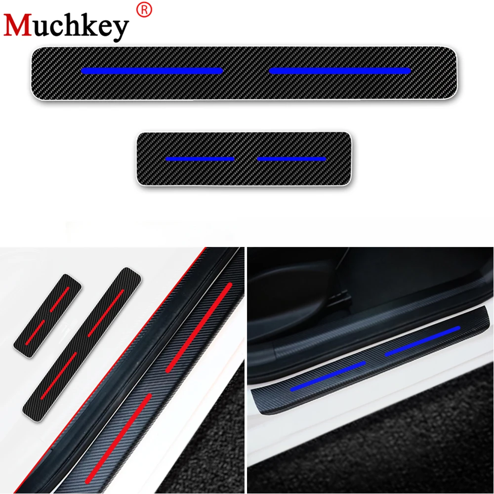 

4D Carbon Fiber Sticker For Kia Picanto 2011 2012 2013 2014 Car Door Sill Protector Scuff Plate Stickers Car-Styling 4Pcs